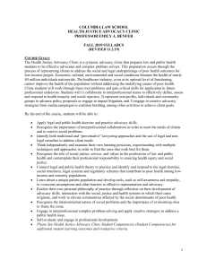 Health Justice Advocacy Clinic (Emily Benfer) Syllabus Fall 2019 Final