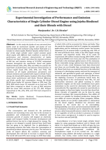 Jojoba Biodiesel Engine Performance & Emissions Research