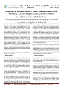 IRJET-Design and Implementation of IoT based Greenhouse Environment Monitoring and Controlling System using Arduino Platform