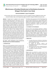 IRJET-    Effectiveness of Residual Disinfectant in Distribution System for Belagavi City South-A Case Study