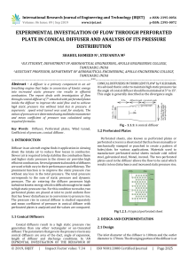 IRJET-Experimental Investigation of Flow through Perforated Plate in Conical Diffuser and Analysis of its Pressure Distribution