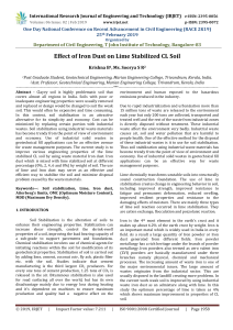 IRJET-Effect of Iron Dust on Lime Stabilized CL Soil