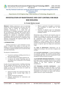 IRJET-Investigation of Maintenance and Cost Control for High Rise Building