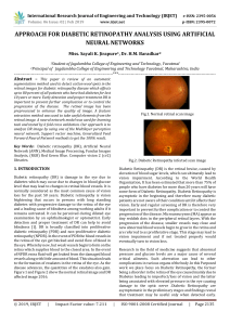 IRJET-    Approach for Diabetic Retinopathy Analysis using Artificial Neural Networks
