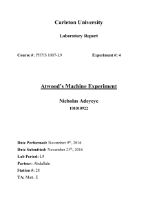 Atwood's Machine Lab Report: Gravity & Friction