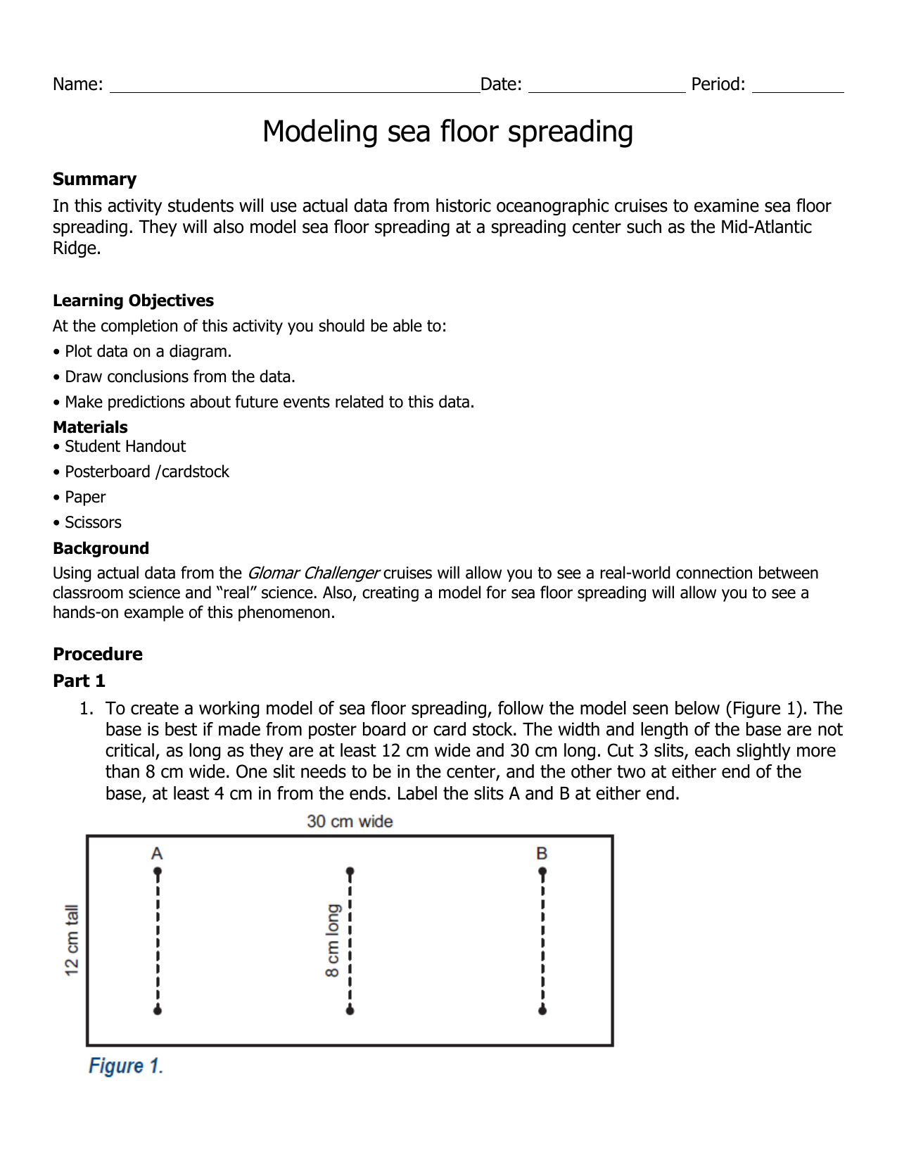 sea floor spreading worksheet