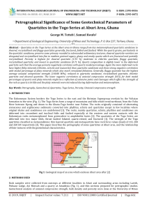 IRJET-Petrographical Significance of Some Geotechnical Parameters of Quartzites in the Togo Series at Aburi Area, Ghana