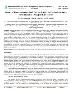 IRJET-Impact of Superconducting Fault Current Limiter on Passive Resonance Circuit Breaker (PRCB) in HVDC System