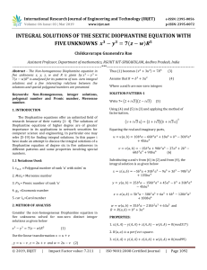IRJET-Integral Solutions of the Sextic Diophantine Equation with Five Unknowns X3 - y3 = 7 (z - w) R5