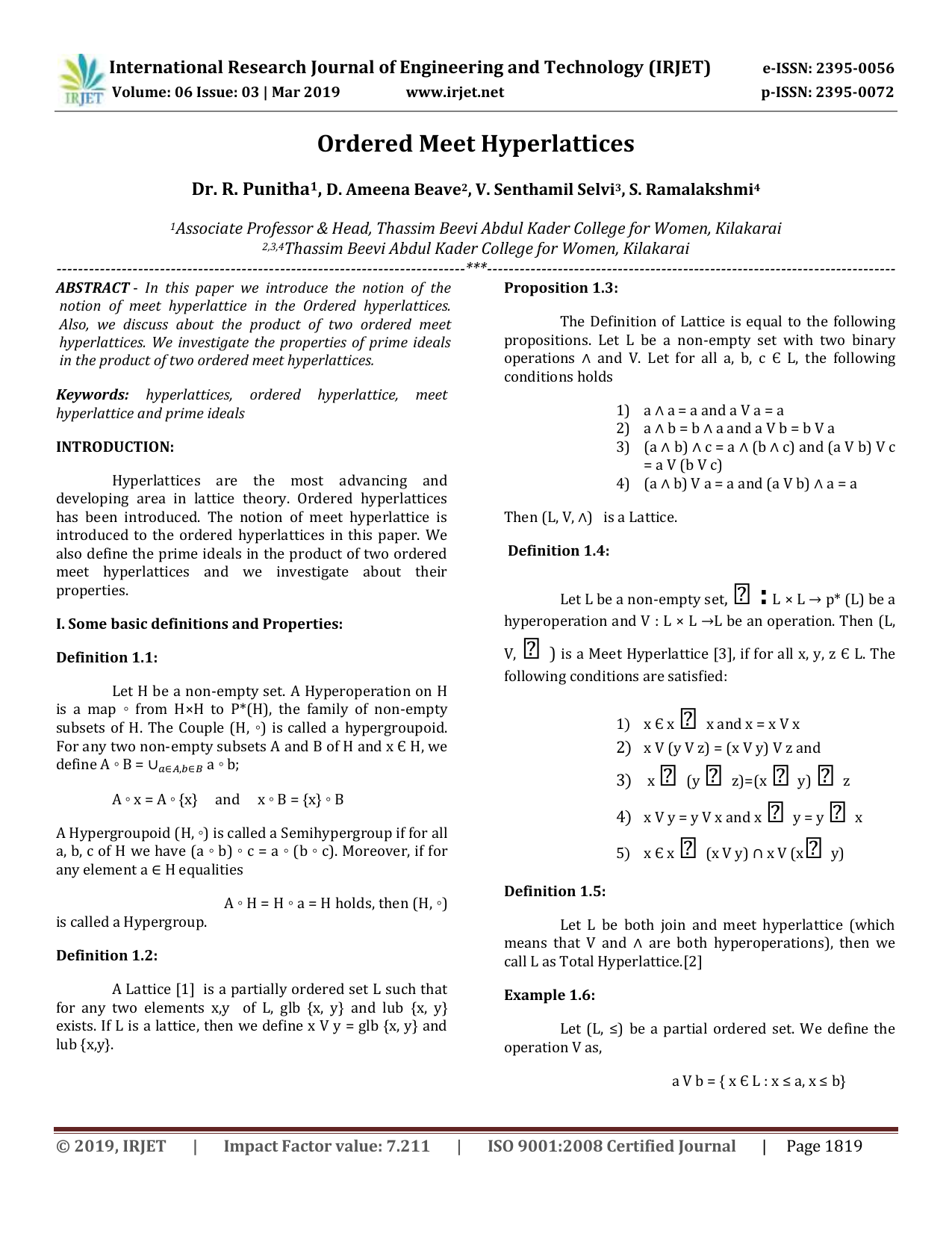 Irjet Ordered Meet Hyperlattices