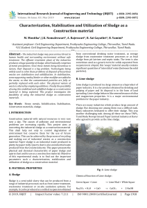 IRJET-    Characterization, Stabilization and Utilization of Sludge as a Construction Material