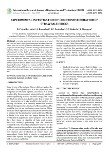 IRJET-Experimental Investigation of Compressive Behavior of Strawbale Bricks