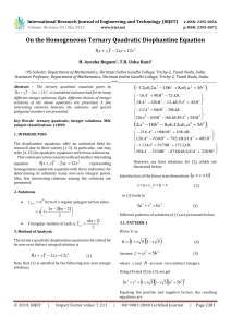 IRJET-On the Homogeneous Ternary Quadratic Diophantine Equation 3(X+Y)2-2xy=12z2