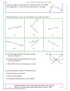 Lines, rays, and angles - a free geometry lesson with exercises