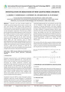 IRJET-Investigation on Behaviour of MSW Geopolymer Concrete