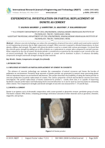 IRJET-    Experimental Investigation on Partial Replacement of Dunite as Cement