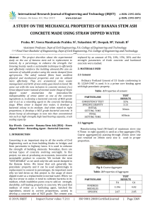 IRJET-    A Study on the Mechanical Properties of Banana Stem Ash Concrete Made using Straw Dipped Water