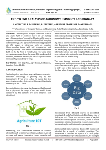 IRJET-End to End Analysis of Agronomy using IoT and Bigdata