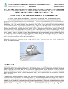 IRJET-Online Failure Prediction for Railway Transportation System based on Fuzzy Rules and Data Analytics