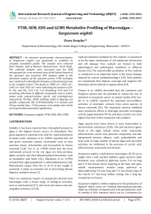 IRJET-    FTIR, SEM, EDS and GCMS Metabolite Profiling of Macroalgae – Sargassum Wightii