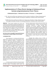 IRJET-Implementation of 3-Phase Electric Springs in Unbalanced Power Systems using Instantaneous Power Theory