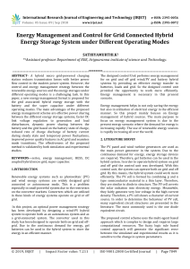 IRJET-Energy Management and Control for Grid Connected Hybrid Energy Storage System Under Different Operating Modes