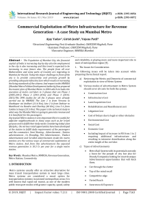 IRJET-Commercial Exploitation of Metro Infrastructure for Revenue Generation – A Case Study on Mumbai Metro