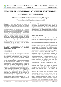 IRJET-Design and Implementation of Aquaculture Monitoring and Controlling System using IoT