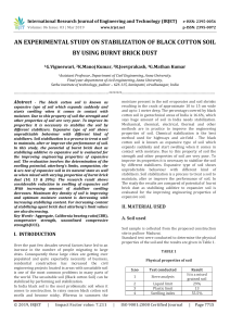 IRJET-An Experimental Study on Stabilization of Black Cotton Soil by Using Burnt Brick Dust
