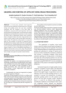 IRJET-Grading and Sorting of Apple by using Image Processing