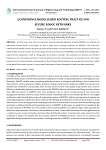 IRJET-A Confidence Model based Routing Practice for Secure Adhoc Networks