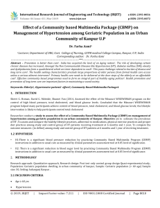 IRJET-Effect of a Community based Multimedia Package (CBMP) on Management of Hypertension Among Geriatric Population in an Urban Community of Kanpur U.P