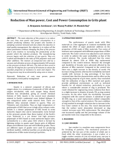 IRJET-    Reduction of Man Power, Cost and Power Consumption in Grits Plant