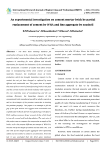 IRJET-An Experimental Investigation on Cement Mortar Brick by Partial Replacement of Cement by WHA and Fine Aggregate by Seashell
