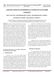 IRJET-    A Review Paper on Experimental Studies on Glass Fiber Concrete
