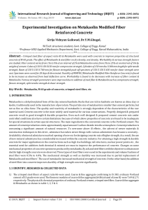 IRJET-Experimental Investigation on Metakaolin Modified Fiber Reinforced Concrete