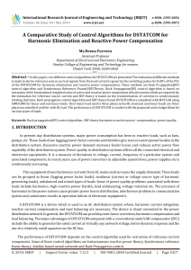 IRJET-A Comparative Study of Control Algorithms for DSTATCOM for Harmonic Elimination and Reactive Power Compensation