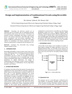IRJET-Design and Implementation of Combinational Circuits using Reversible Gates