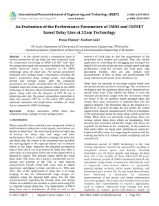 IRJET-    An Evaluation of the Performance Parameters of CMOS and CNTFET based Delay Line at 32nm Technology