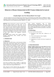 IRJET-    Behavior of Beam Column Joint in RCC Frames Subjected to Lateral Loading