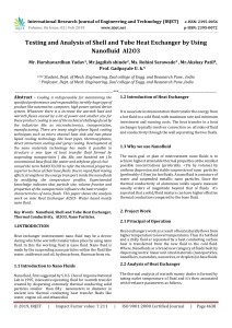 IRJET-Testing and Analysis of Shell and Tube Heat Exchanger by using Nanofluid Al2O3