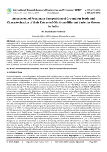 IRJET-Assessment of Proximate Composition of Groundnut Seeds and Characterisation of their Extracted Oils from Different Varieties Grown in India