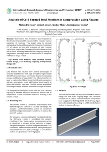 IRJET-Analysis of Cold Formed Steel Member in Compression using Abaqus