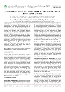 IRJET-    Experimental Investigation on Paver Blocks by using Waste Bottle Caps as Fibre