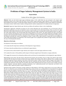 IRJET-    Problems of Sugar Industry Management System in India