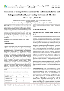 IRJET-    Assessment of Noise Pollution in Commercial and Residential Areas and its Impact on the Health/Surrounding Environment: A Review