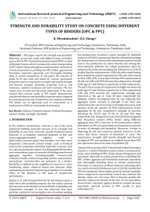 IRJET-Strength and Durability Study on Concrete using Different Types of Binders (OPC & PPC)