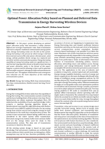 IRJET-    Optimal Power Allocation Policy based on Planned and Deferred Data Transmission in Energy Harvesting Wireless Devices