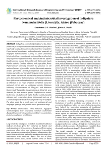 IRJET-Phytochemical and Antimicrobial Investigation of Indigofera Nummulariifolia (Livera) Ex. Alston (Fabaceae) 