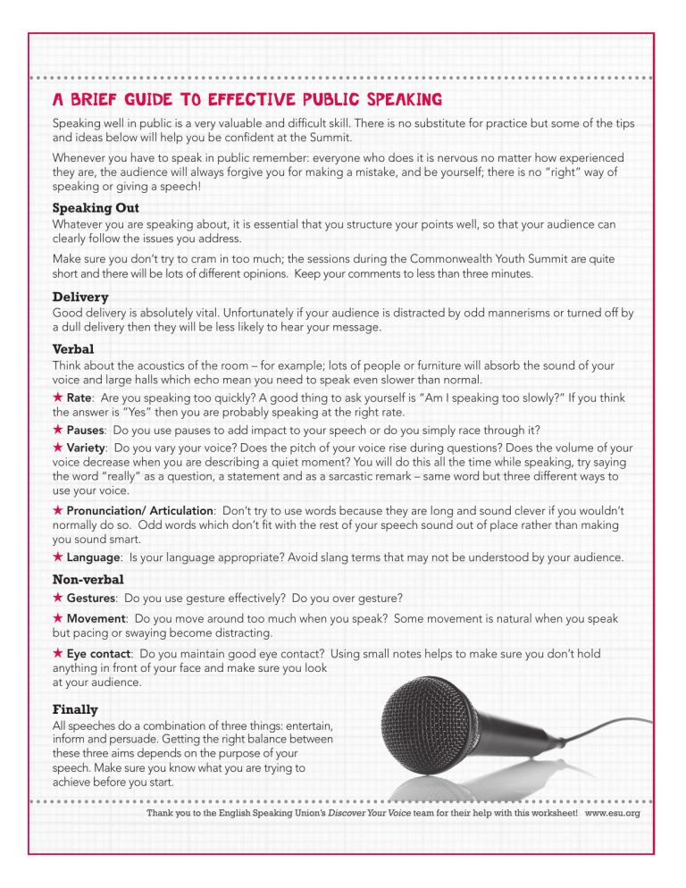 A Guide to Public Speaking A Guide to Public Speaking